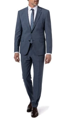 Strellson Anzug Aidan-Max, Slim Fit, Wolle, Mittelblau Meliert