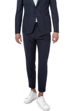 Strellson Bundfaltenhose Luis, Wolle, Dunkelblau Meliert