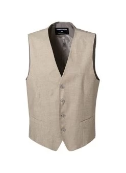 Strellson Weste, Baumwolle-Leinen, Sand Meliert