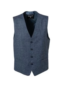 Strellson Weste, Baumwolle-Leinen, Dunkelblau Meliert