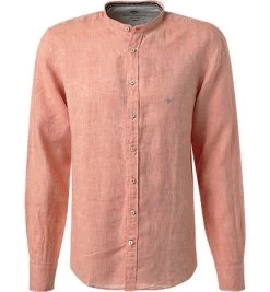 FYNCH-HATTON Hemd, Reines Leinen, Orange Meliert