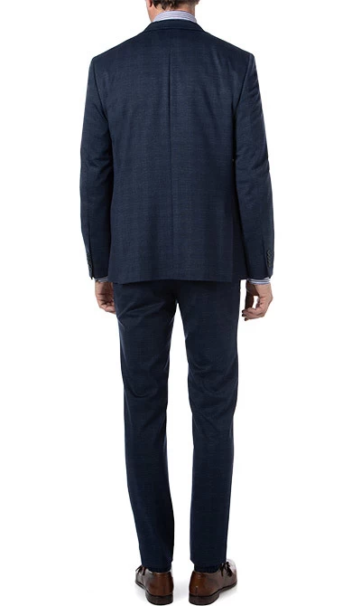 Anzug, Modern Fit, Jersey Halbgefüttert, Navy Meliert – Bild 2