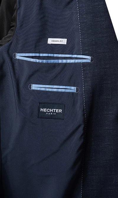 Anzug, Modern Fit, Jersey Halbgefüttert, Navy Meliert – Bild 4