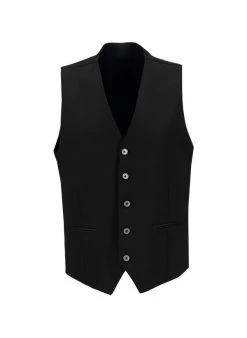 Weste, Shape Fit, Schurwoll-Stretch, Schwarz