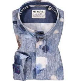 Hemd, Shaped Fit, Baumwolle, Marine-braun Gemustert