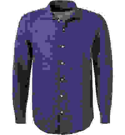 Hemd, Regular Fit, Leinen, Navy Meliert – Bild 4