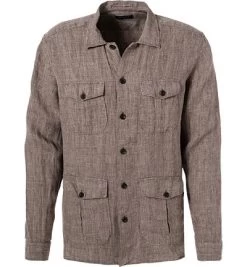 Hackett Overshirt, Leinen, Taupe Meliert