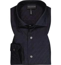 Emporio Armani Hemd, Regular Fit, Baumwolle, Navy Gemustert
