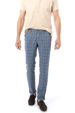 MASON'S Chino, Slim Fit, Lyocell-Baumwolle, Blau Kariert