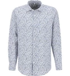 Seidensticker Hemd, Regular Fit, Reines Leinen, Blau-grau Gemustert