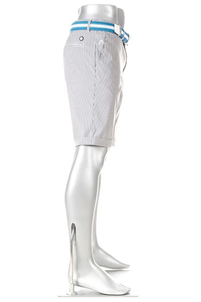 Golfshorts Ian-K, Slim Fit, Mikrofaser Wasserabweisend, Grau-beige Gestreift – Bild 6