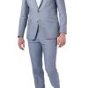 ROY ROBSON Anzug, Slim Fit, Leinen, Blau Meliert