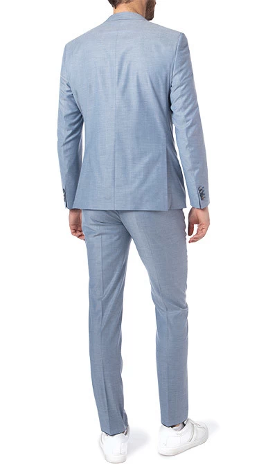 ROY ROBSON Anzug, Slim Fit, Schurwoll-Stretch, Hellblau Meliert – Bild 2