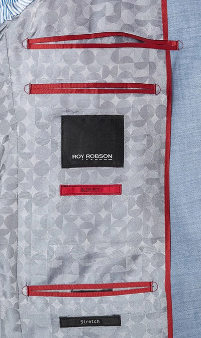 ROY ROBSON Anzug, Slim Fit, Schurwoll-Stretch, Hellblau Meliert – Bild 4
