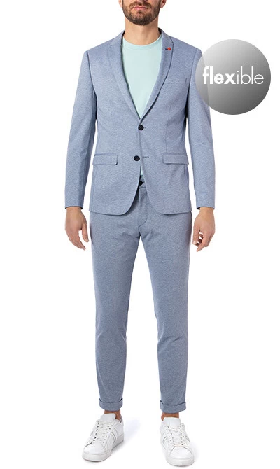 ROY ROBSON Anzug, Extra Slim Fit, Jersey Halbgefüttert, Hellblau Meliert