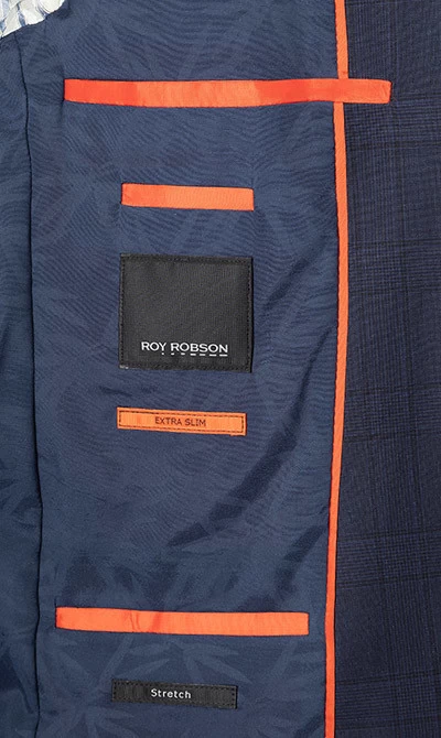 ROY ROBSON Anzug, Extra Slim Fit, Schurwolle, Tintenblau Kariert – Bild 4