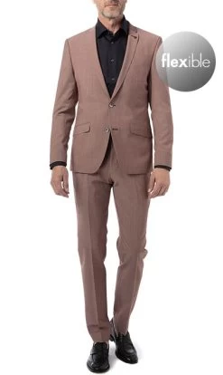 ROY ROBSON Anzug, Slim Fit, Schurwoll-Stretch, Rotbraun