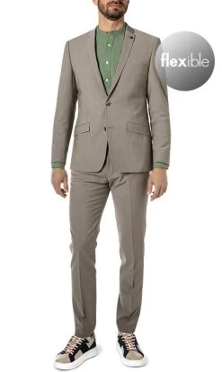ROY ROBSON Anzug, Slim Fit, Schurwoll-Stretch, Graugrün