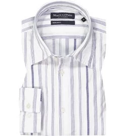 Marc O'Polo Hemd, Regular Fit, Bio Baumwolle, Blau-weiß Gestreift