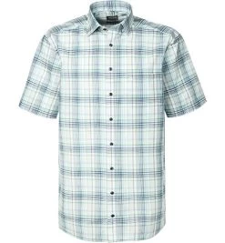 OLYMP Kurzarmhamd, Comfort Fit, Baumwolle, Grün-navy Kariert