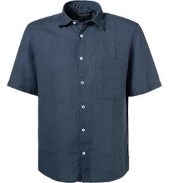 Marc O'Polo Kurzarmhemd, Regular Fit, Reines Leinen, Dunkelblau