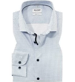 OLYMP Hemd, Body Fit, Baumwoll-Stretch, Extra Langer Arm, Hellblau Gemustert