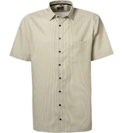 OLYMP Kurzarmhemd, Comfort Fit, Baumwolle, Grün-weiß Gestreift