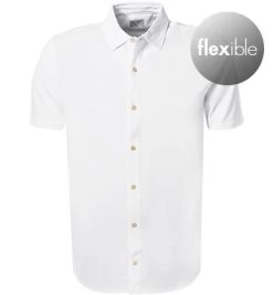 OLYMP Kurzarmhemd, Body Fit, Jersey, Weiß