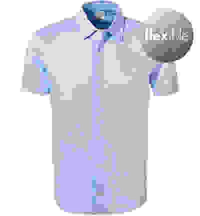 OLYMP Kurzarmhemd, Body Fit, Jersey, Hellblau Meliert – Bild 3