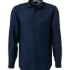 OLYMP Hemd, Modern Fit, Reines Leinen, Marineblau Meliert