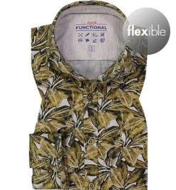 Pure Hemd, Jersey Geruchshemmend, Ocker-grau Gemustert