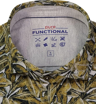 Pure Hemd, Jersey Geruchshemmend, Ocker-grau Gemustert – Bild 3