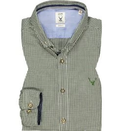 Pure Hemd, Slim Fit, Baumwolle, Grün-weiß Kariert
