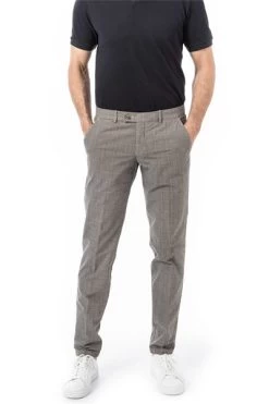 Hose Trento, Slim Fit, Baumwolle, Grau Kariert