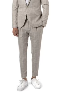 CINQUE Bundfaltenhose Cisando, Mikrofaser, Beige Kariert