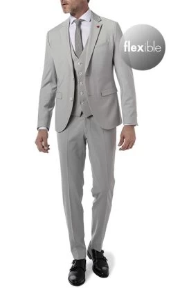 CINQUE Anzug Cimonopoli Mit Weste, Super Slim Fit, Schurwoll-Stretch, Grau