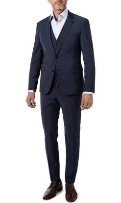 Strellson Anzug Mit Weste, Wolle, Extra Slim Fit, Dunkelblau