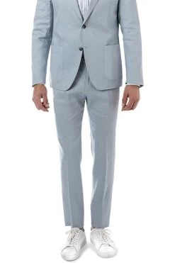 Strellson Hose, Slim Fit, Leinen, Hellblau