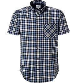Ben Sherman Kurzarmhemd, Regular Fit, Baumwolle, Dunkelblau-schwarz Kariert
