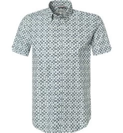 Ben Sherman Kurzarmhemd, Slim Fit, Baumwolle, Blau-weiß Gemustert