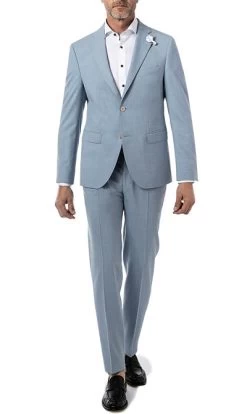 Baldessarini Anzug, Slim Fit, Schurwolle-Seide, Hellblau Meliert