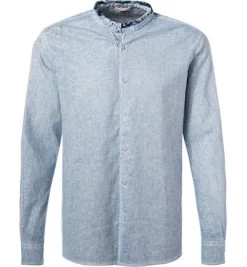 BOB Hemd, Baumwolle-Leinen, Hellblau Meliert