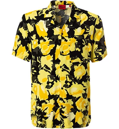 Hugo Kurzarmhemd, Viskose, Multicolor Gemustert