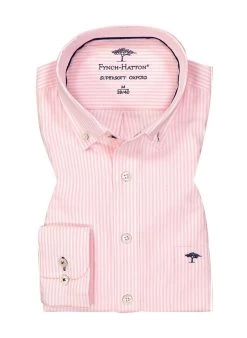 FYNCH-HATTON Hemd, Baumwolle, Pink-weiß Gestreift