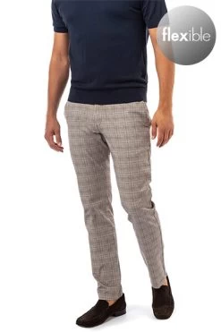 Bugatti Chino, Baumwolle, Sand Kariert