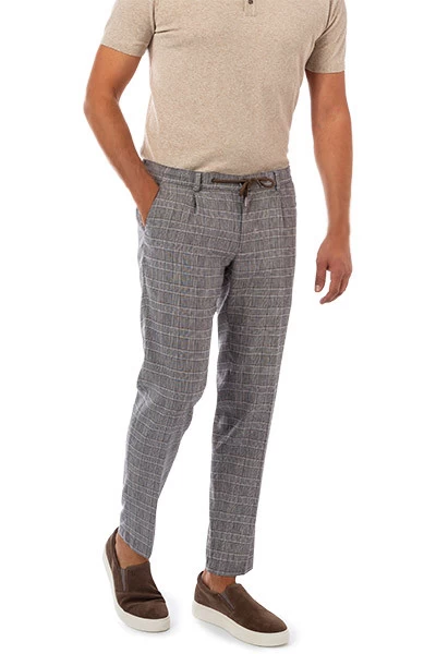 Bugatti Bundfaltenhose, Baumwolle, Grau Kariert – Bild 3