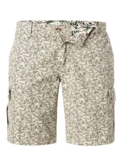 Bugatti Cargoshorts, Baumwolle, Beige-grün Gemustert