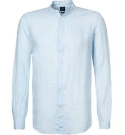 Hemd, Regular Fit, Reines Leinen, Hellblau Meliert
