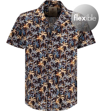 Kurzarmhemd, Jersey, Braun Gemustert