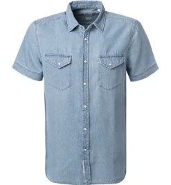Mustang Kurzarmhemd, Regular Fit, Baumwolle, Jeansblau